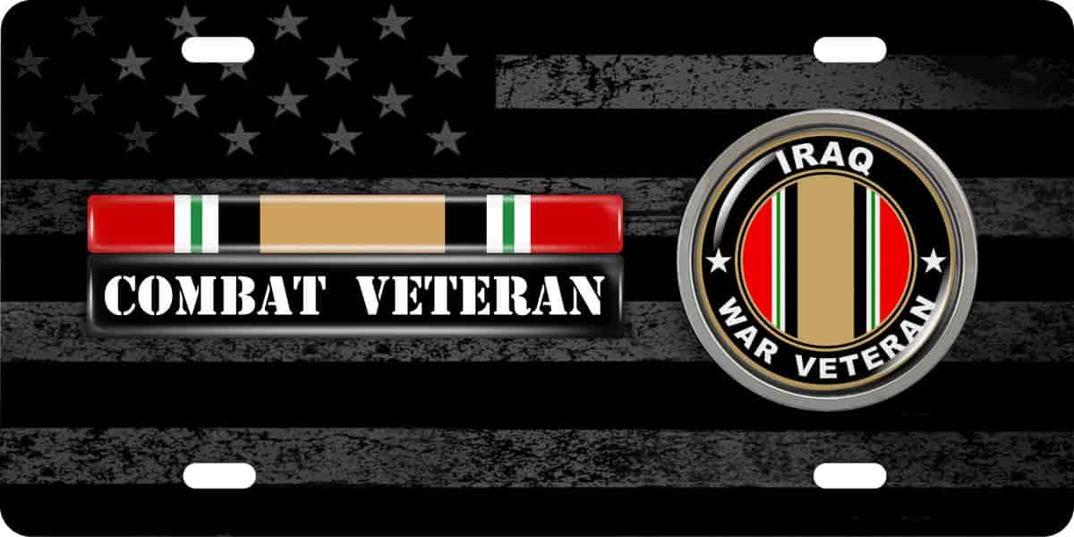 Iraq Combat Veteran - Stainless Steel Car License Plate